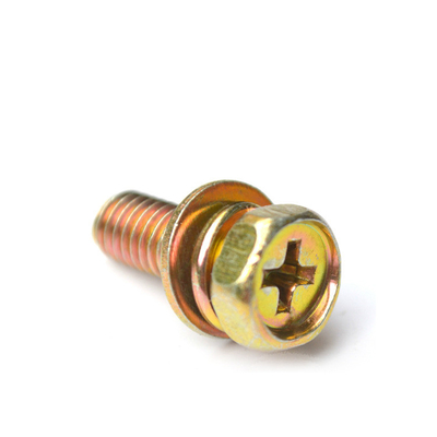 comprar Cabeça hexagonal colorida de aço carbono revestido com zinco Gr. 4.8 parafusos para construção com indentação e lavadora de molas online manufacture