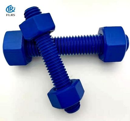 comprar O parafuso prisioneiro de aço revestido do Polytetrafluoroethylene aparafusa o parafuso rosqueado terminado dobro de PTFE com porcas online manufacture
