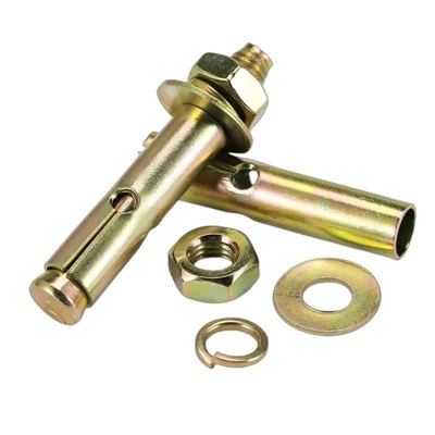Aço carbono colorido revestido de zinco mangas de expansão para ancoragem parafuso com buraco C / W Hex Nut & Wahser