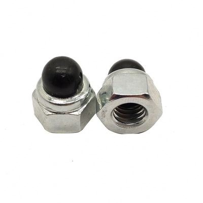Nozes hexagonais de chapéu de nylon preto cabeça hexagonal de domed Nut DIN986 inserção de plástico Acorn Nut Material grau 8.8