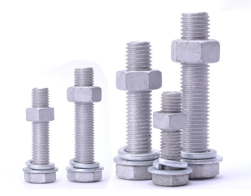 Bolinhos de cabeça hexadecimal galvanizados a quente com lavadoras simples, lavadoras de mola e nozes hexadecimais utilizados para energia fotovoltaica, eólica e elétrica