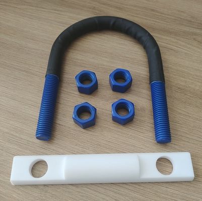 M6, M8, M10, M12, M14, M16 PTFE revestimento U-bolt com policromante, 4 porcas e meia vara i-redonda